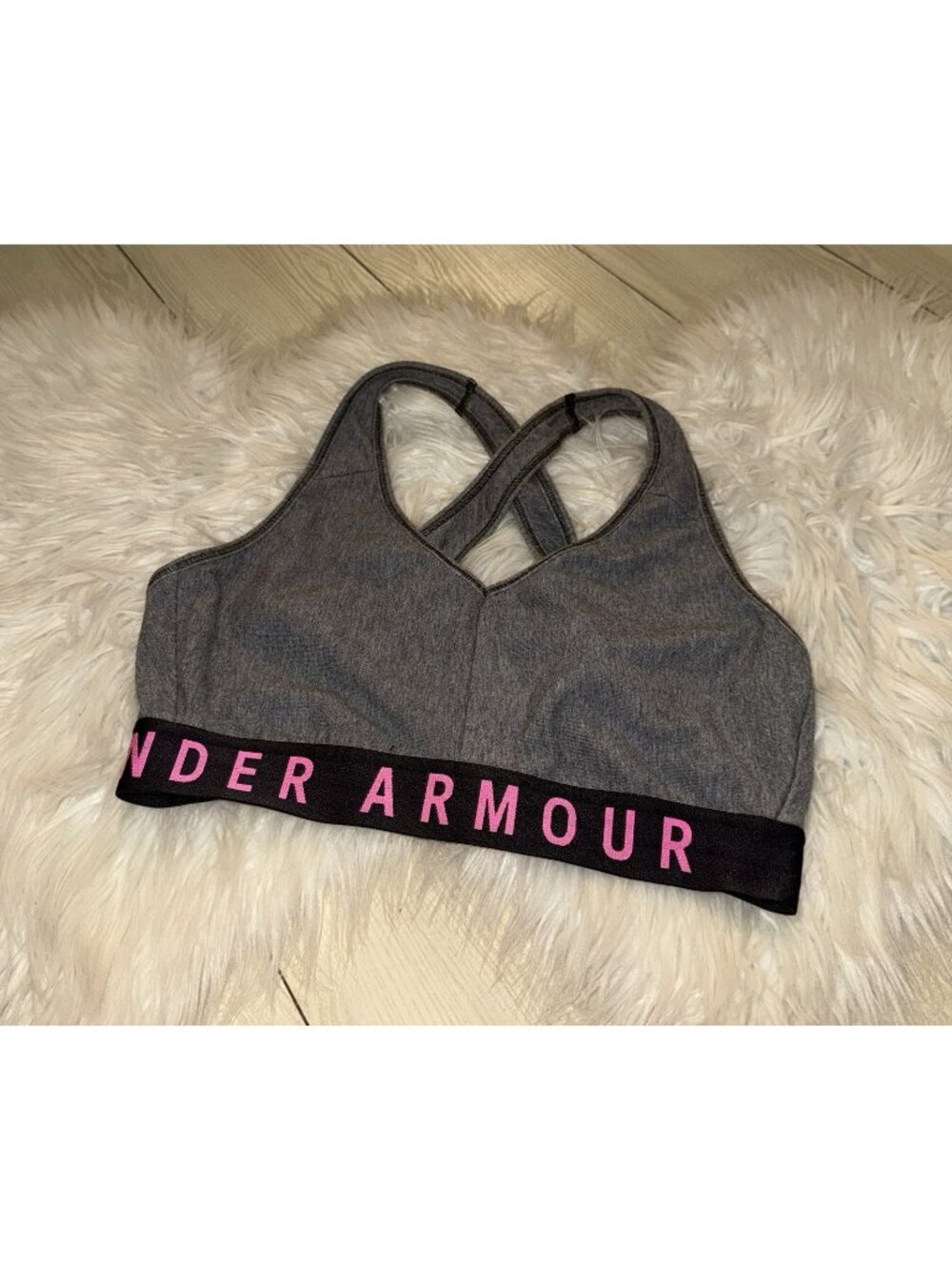 Under Armour Fitted Cotton Blend Crossback Sports Bra WF Womens M Medium Gray